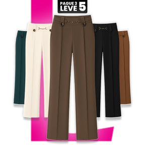 Calças Femininas Lavina de Cintura Alta em Poliéster e Seda Gelo [Compre 3, Leve 5]